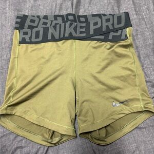 Nike Women's Athletic Shorts in Olive with Black Waistband